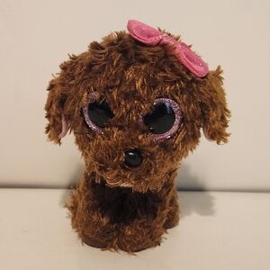 5” Ty Maddie the Dog with Pink Bow Plush Stuffed Animal